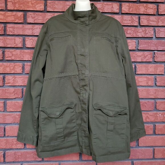 Military Style Field Jacket Sz XL Green Long Sleeve Utility Surplus Snap Front - Picture 2 of 11